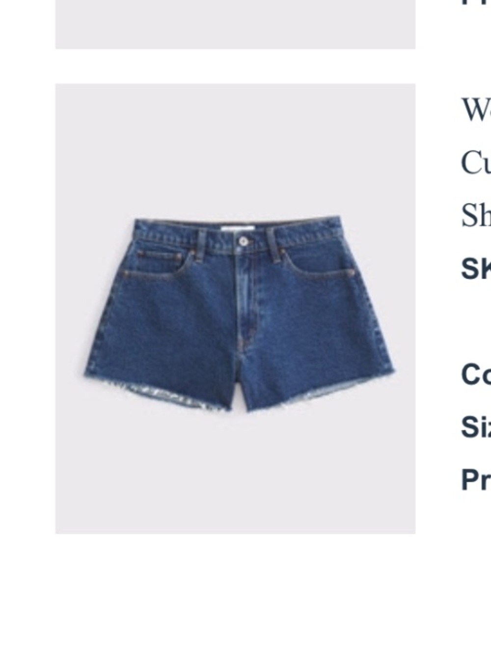 Abercrombie & Fitch Dark Blue High-Rise Denim Cutoff Shorts